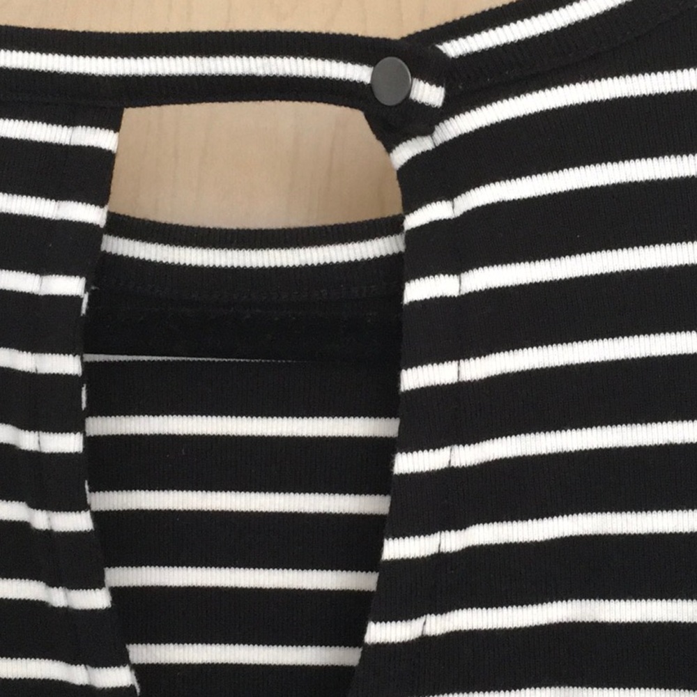 Madewell Striped Keyhole-Back Dress Black & White - Picture 7 of 7